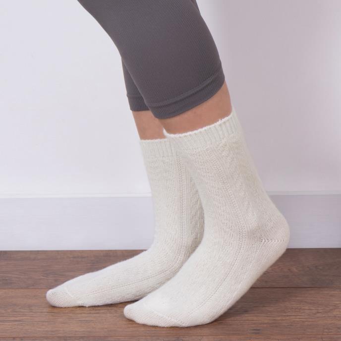 totes toasties® Ladies Cashmere Blend Ankle Socks (Twin Pack) Grey / Cream Extra Image 3